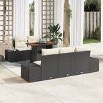 vidaXL Ensemble de Salle à Manger de Jardin de 6 pièces avec Coussins Noir Rattan Poly Acacia