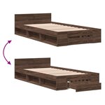 vidaXL Cadre de lit avec tiroir sans matelas chêne marron 75x190 cm