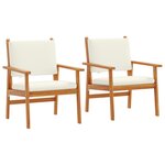 Chaises de jardin vidaXL 2 Pièces avec coussins en bois d'acacia solide