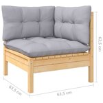 vidaXL Salon de jardin 13 Pièces avec coussins gris Bois de pin solide