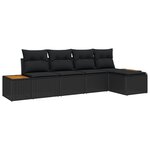 vidaXL Ensemble de canapé de jardin en 5 pièces avec coussins noir poly rotin acacia