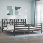 vidaXL Cadre de lit avec tête de lit gris 200x200 cm bois massif