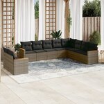 vidaXL Salon de jardin avec coussins 10 Pièces gris résine tressée