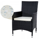 Salon de jardin 8 chaises rotin résine tressé synthétique noir + coussins + housses 08_0000448
