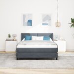 Lit à ressorts vidaXL avec matelas gris foncé 160x200 cm en velours