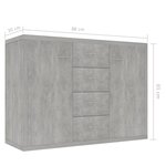 vidaXL Buffet Gris béton 88x30x65 cm Bois d'ingénierie