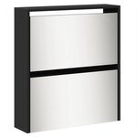 vidaXL Armoire à chaussures avec miroir 5 niveaux noir 63x17x169 5 cm