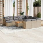 vidaXL Salon de jardin avec coussins 13 Pièces beige résine tressée
