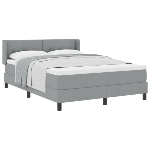 Lit Box Spring vidaXL avec Matelas Gris Clair 140x190 cm Tissu