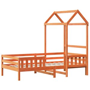 vidaXL Cadre de lit avec toit cire marron 90x200 cm bois de pin massif
