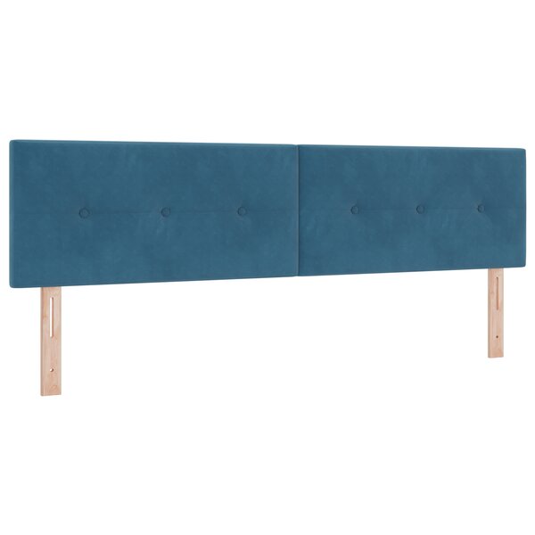 Cabeça de cama LED vidaXL com botões estofados em veludo azul escuro de 90 cm