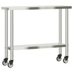 vidaXL Table de travail de cuisine avec roues 110x30x85 cm inox