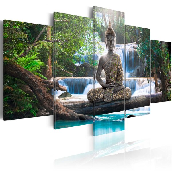 Tableau - buddha and waterfall l x h en cm 100x50
