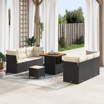 vidaXL Ensemble de Canapés de Jardin 9 Pièces avec Coussins Noir