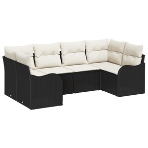 vidaXL Set de canapé de jardin de 6 pièces avec coussins Noir Rattan Poly