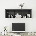 vidaXL Meuble TV mural Gris 37x37x107 cm Bois d’ingénierie