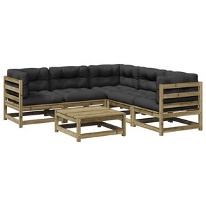 vidaXL Salon de jardin 6 Pièces avec coussins bois de pin imprégné