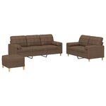 vidaXL Ensemble de canapés 3 Pièces avec coussins marron tissu