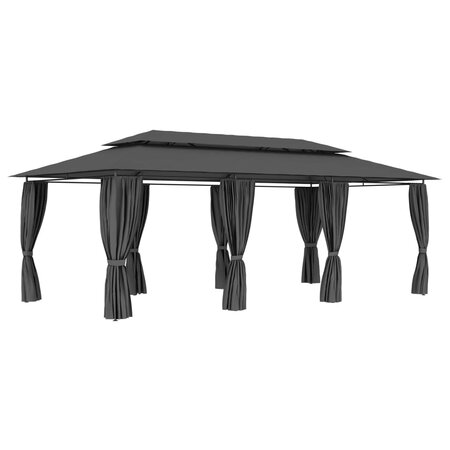 vidaXL Belvédère avec rideaux 600x298x270 cm Anthracite