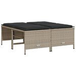 vidaXL Tabourets de jardin avec coussins lot de 4 gris clair rotin