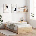 vidaXL Cadre de lit avec tiroirs sans matelas chêne sonoma 90x190 cm
