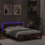 vidaXL Cadre de lit avec tête de lit et LED chêne fumé 120x190 cm