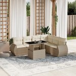 vidaXL Salon de jardin avec coussins 7 Pièces beige résine tressée