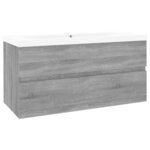 vidaXL Meuble lavabo avec bassin intégré Sonoma gris Bois d'ingénierie