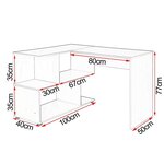 Bureau adulte d'angle avec étagères 100 cm blanc 19_0000549