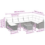 vidaXL Set de canapé de jardin 9 pièces avec coussins Rattan poly beige
