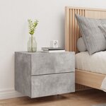 vidaXL Table de chevet murale avec lumières LED gris béton