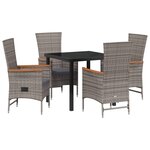 vidaXL Ensemble de dîner de jardin 5 pièces avec coussins en rattan poly gris
