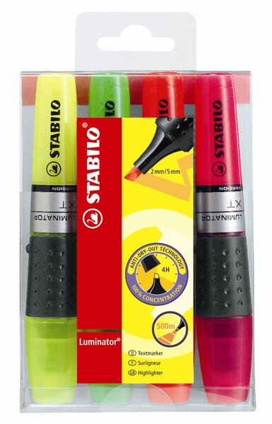 Pochette de 4 Surligneur LUMINATOR Niveau Visible Pte Biseautée STABILO