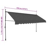 vidaXL Auvent manuel rétractable avec LED 350 cm Anthracite