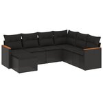 vidaXL Salon de jardin 7 Pièces avec coussins noir résine tressée