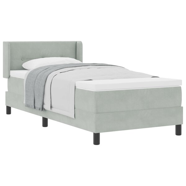 Lit à ressort avec matelas vidaXL Gris clair 90x200 cm Velours