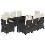 vidaXL Ensemble à manger de jardin 9Pièces coussins noir résine tressée