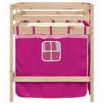 vidaXL Lit mezzanine enfants et rideaux rose 80x200cm bois pin massif