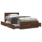 vidaXL Cadre de lit et tête de lit sans matelas chêne marron 75x190 cm