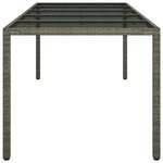 vidaXL Table de jardin gris 250x100x75 cm Verre trempé et poly rotin