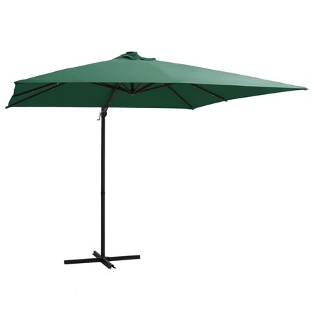 vidaXL Parasol déporté avec LED et mât en acier 250x250 cm Vert