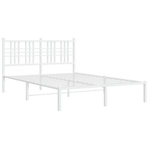 vidaXL Cadre de lit métal avec tête de lit blanc 140x190 cm