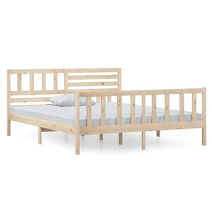vidaXL Cadre de lit 135x190 cm Double Bois massif