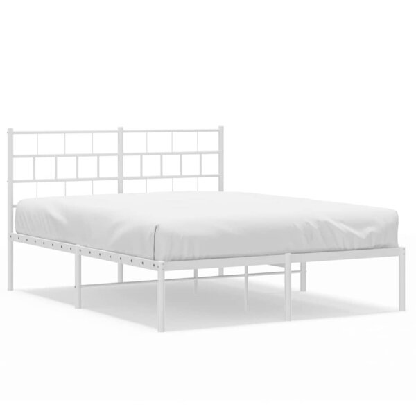 vidaXL Cadre de lit métal sans matelas et tête de lit blanc 150x200 cm