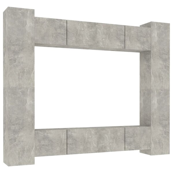 vidaXL Ensemble de meubles TV 8 Pièces Gris béton Bois d'ingénierie