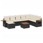 vidaXL Salon de jardin 9 Pièces avec coussins noir résine tressée