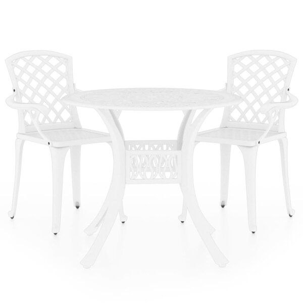 vidaXL Ensemble de bistro 3 Pièces Aluminium coulé Blanc