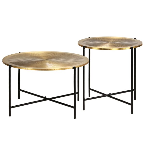 vidaXL Ensemble de tables 2 Pièces MDF recouvert de laiton