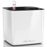 Lechuza jardinière de table cube glossy 16 all-in-one blanc brillant