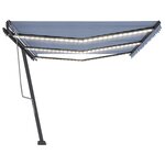 vidaXL Auvent manuel rétractable avec LED 600x350 cm Bleu et blanc